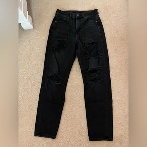 American eagle high rise black distressed jeans
